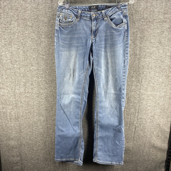 Earl Jeans Womens 10 Average‎ Blue Bootcut Stretch Mid Rise Straight Western - Picture 1 of 13
